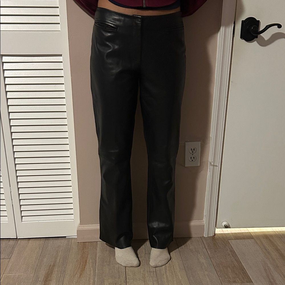 Vintage Cache Black Leather Pants with straight leg size 4